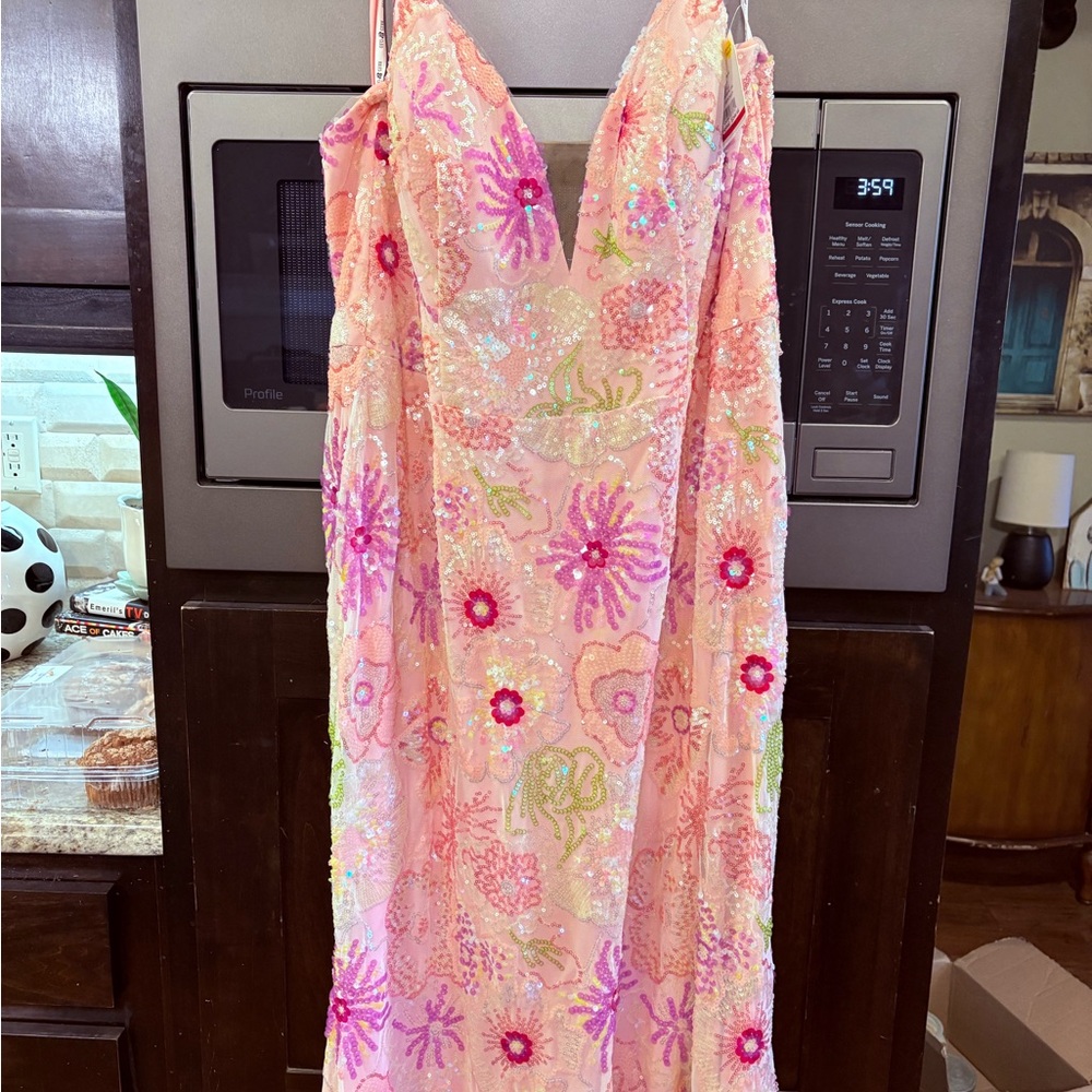 Floral Sequin Pink Dress